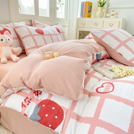 91家纺网 家纺一手货源 找家纺 （总）雅阁尔家纺 2024新款直播热款水洗云朵棉四件套小碎花被套床笠三件套