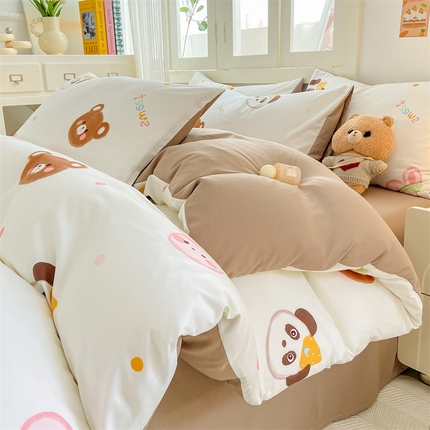 91家纺网 家纺一手货源 找家纺 （总）雅阁尔家纺 2024新款直播热款水洗云朵棉四件套美式碎花简约风床单单品单被套