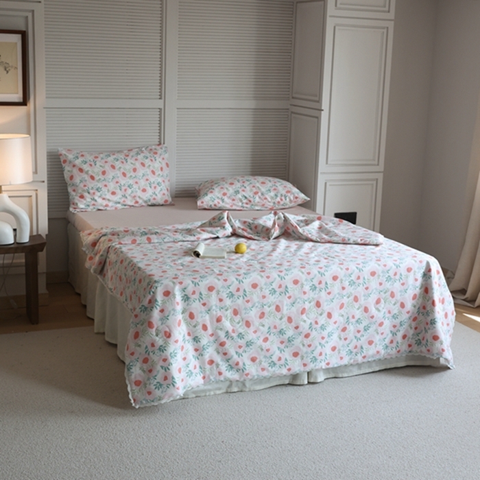 91家纺网 家纺一手货源 找家纺 棉眠 2024新款纯棉夏被 粉荔枝