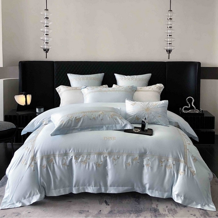 91家纺网 家纺一手货源 找家纺 （总）曼布缇 2025春夏新款100S天丝棉轻奢绣花四件套-温妮莎