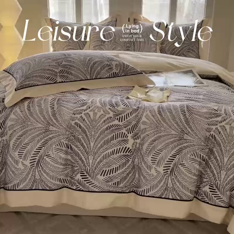 91家纺网 家纺一手货源 找家纺  2024新款A类长绒棉数码印花四件套 克米尔