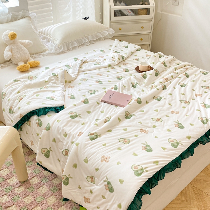 91家纺网 家纺一手货源 找家纺 千朵 2024新款针织棉夏被 牛油果