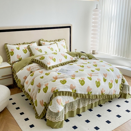 91家纺网 家纺一手货源 找家纺 （总）艺慕家纺 2025新款水洗棉麻双层纱床盖四件套