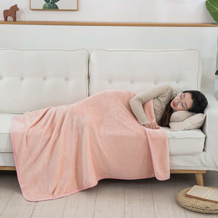 91家纺网 家纺一手货源 找家纺 恋尚羽 2025秋冬爆款印花披肩毯盖毯粉玉