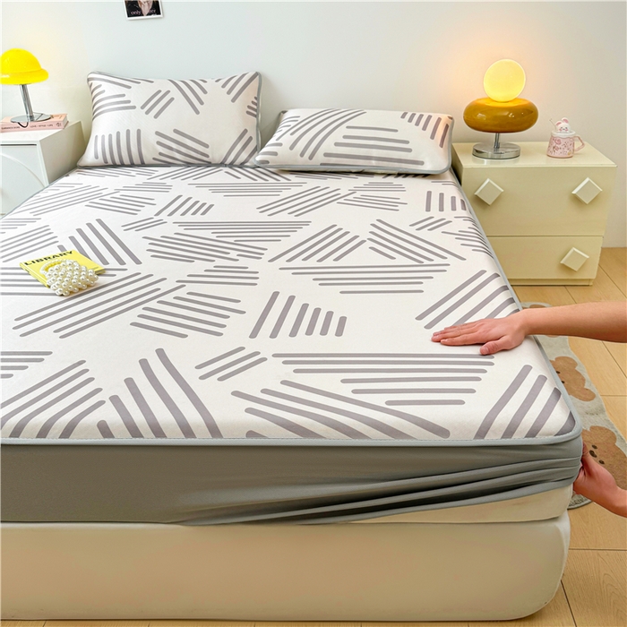 91家纺网 家纺一手货源 找家纺 喜居 2024新款碳光冰丝席床笠款 简约生活