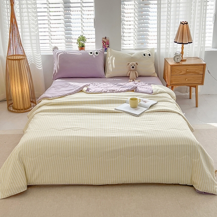 91家纺网 家纺一手货源 找家纺 艺菲阁家纺 2024新款多巴胺水洗云朵棉大眼睛夏被空调被夏凉被 紫薯糕