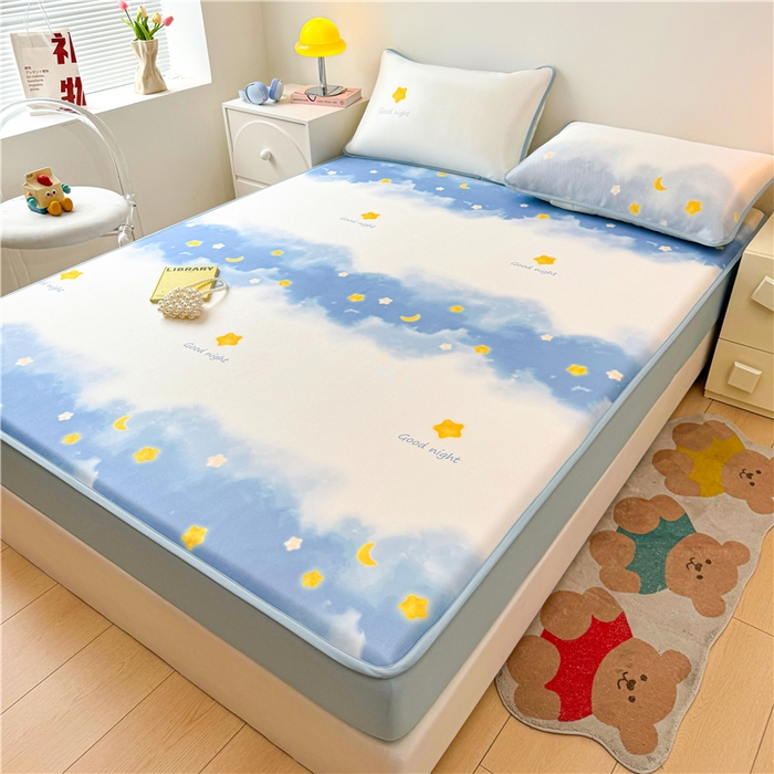 91家纺网 家纺一手货源 找家纺 喜居 2024新款碳光冰丝席床笠款 星河