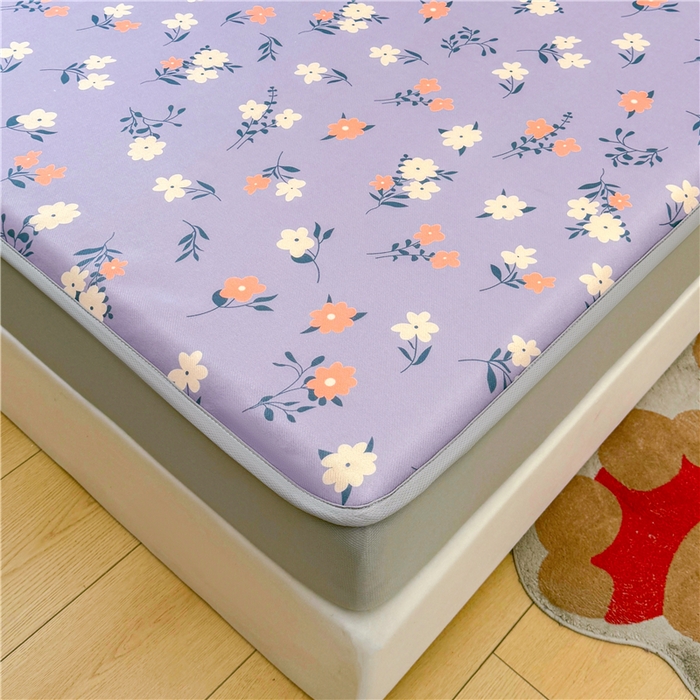 91家纺网 家纺一手货源 找家纺 喜居 2024新款碳光冰丝席床笠款 蔷薇花