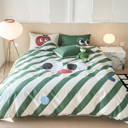 91家纺网 家纺一手货源 找家纺 千朵 2024新款13372全棉大版四件套 大眼睛