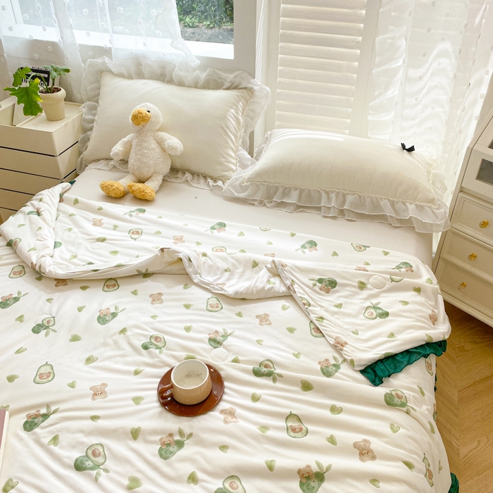 91家纺网 家纺一手货源 找家纺 千朵 2024新款针织棉夏被 牛油果