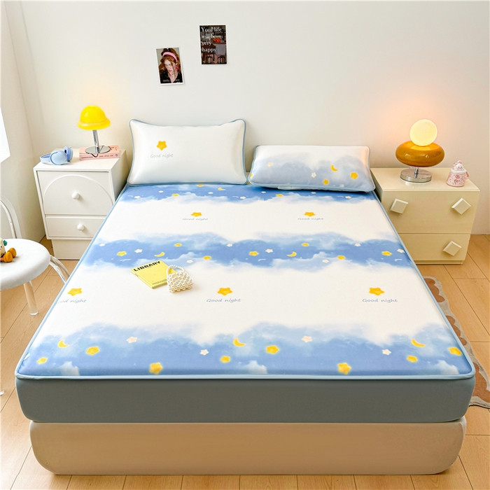 91家纺网 家纺一手货源 找家纺 喜居 2024新款碳光冰丝席床笠款 星河