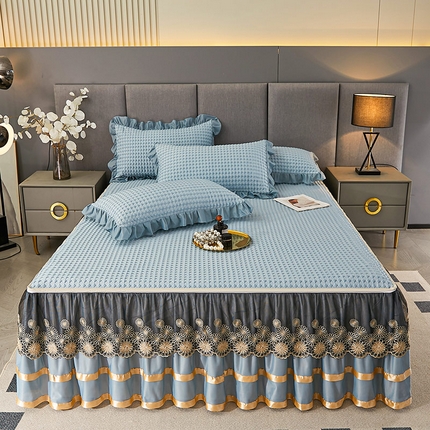 91家纺网 家纺一手货源 找家纺 （总）情恒家纺 2025新款可拆卸凉豆豆床裙款凉席