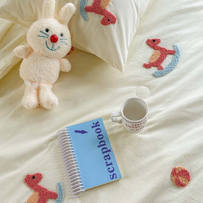 91家纺网 家纺一手货源 找家纺 柚子 2024新款全棉水洗新疆棉夏被四件套 摇摇马