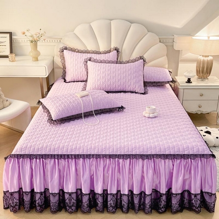 91家纺网 家纺一手货源 找家纺 恋尚 2025新款纯色床笠式床裙乳胶三件套-香奈【控价155起】 香奈儿 魅紫