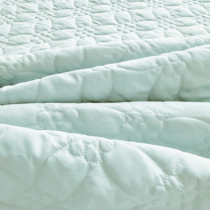 91家纺网 家纺一手货源 找家纺 罗艺轩 2024新款公主风水洗棉全夹棉床盖款三件套-盛宴 盛宴-海盐蓝