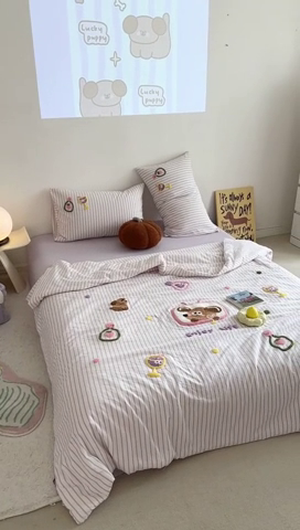 91家纺网 家纺一手货源 找家纺 柚子 2024新款全棉水洗新疆棉夏被四件套 能量爆表