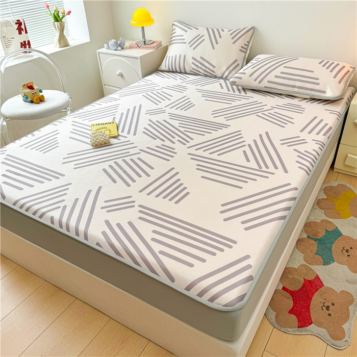 91家纺网 家纺一手货源 找家纺 喜居 2024新款碳光冰丝席床笠款 简约生活