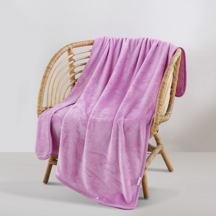 91家纺网 家纺一手货源 找家纺 恋尚羽 2025秋冬爆款印花披肩毯盖毯粉色