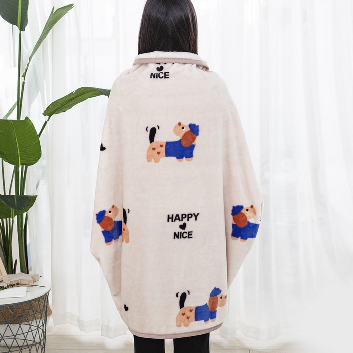 91家纺网 家纺一手货源 找家纺 恋尚羽 2025秋冬爆款印花披肩毯盖毯腊肠狗