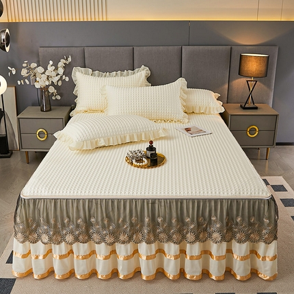 91家纺网 家纺一手货源 找家纺 （总）情恒家纺 2025新款可拆卸凉豆豆床裙款凉席