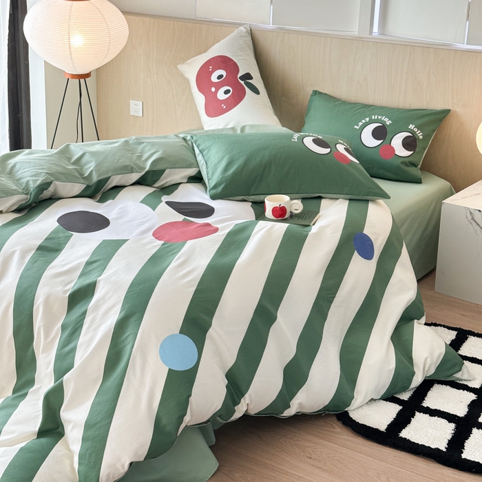 91家纺网 家纺一手货源 找家纺 千朵 2024新款13372全棉大版四件套 大眼睛