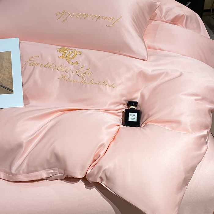 91家纺网 家纺一手货源 找家纺 澳梵 2024新款水洗真丝刺绣四件套 米兰生活-粉玉