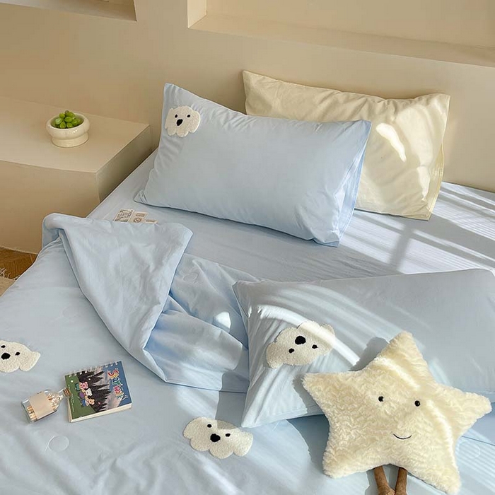 91家纺网 家纺一手货源 找家纺 柚子 2024新款全棉水洗新疆棉夏被四件套 小白狗