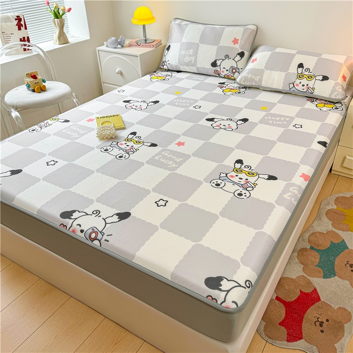 91家纺网 家纺一手货源 找家纺 喜居 2024新款碳光冰丝席床笠款 欢乐狗