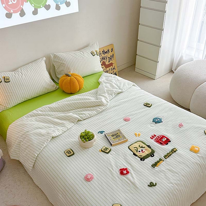 91家纺网 家纺一手货源 找家纺 柚子 2024新款全棉水洗新疆棉夏被四件套 碰发财