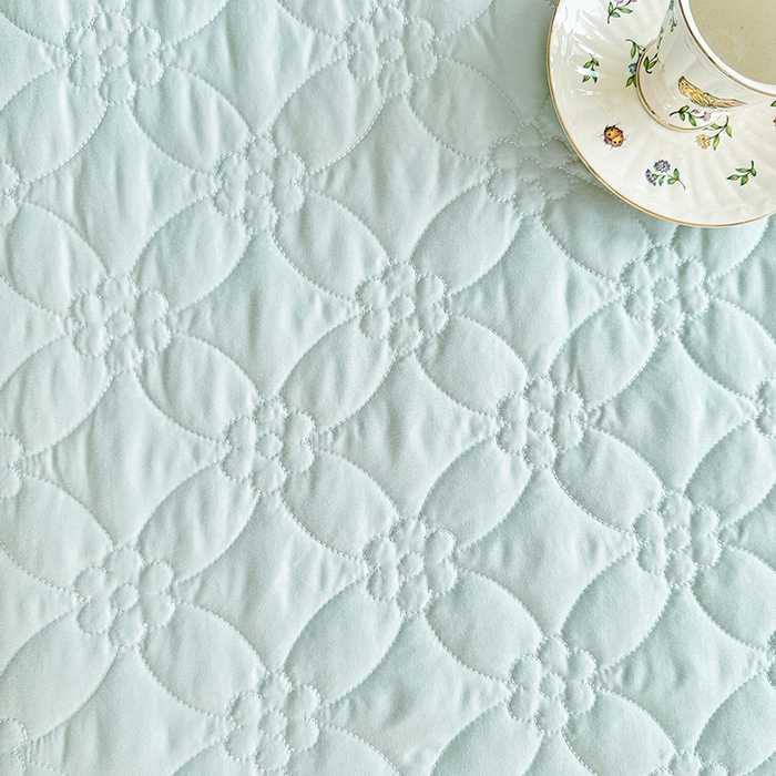 91家纺网 家纺一手货源 找家纺 罗艺轩 2024新款公主风水洗棉全夹棉床盖款三件套-盛宴 盛宴-海盐蓝