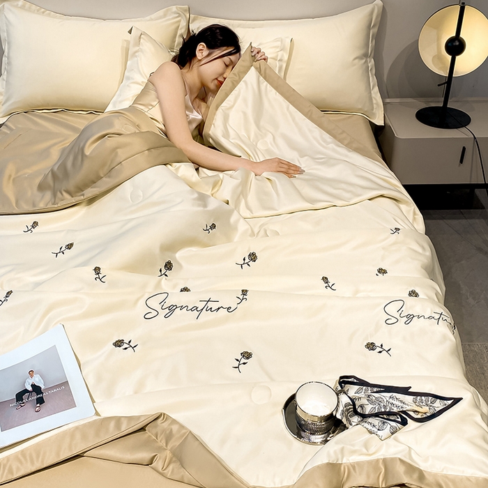 91家纺网 家纺一手货源 找家纺 澳梵 2024新款莫代尔夏被四件套 黑玫瑰