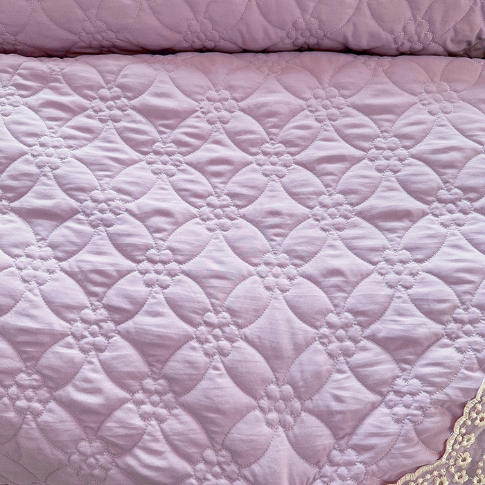 91家纺网 家纺一手货源 找家纺 罗艺轩 2024新款公主风水洗棉全夹棉床盖款三件套-盛宴 盛宴-茉莉紫