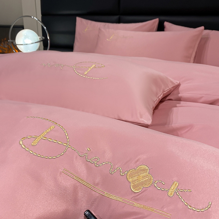 91家纺网 家纺一手货源 找家纺 澳梵 2024新款水洗真丝刺绣四件套 米兰生活-豆沙红