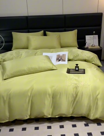 91家纺网 家纺一手货源 找家纺 澳梵 2024新款水洗真丝刺绣四件套 蒂娜-优雅绿