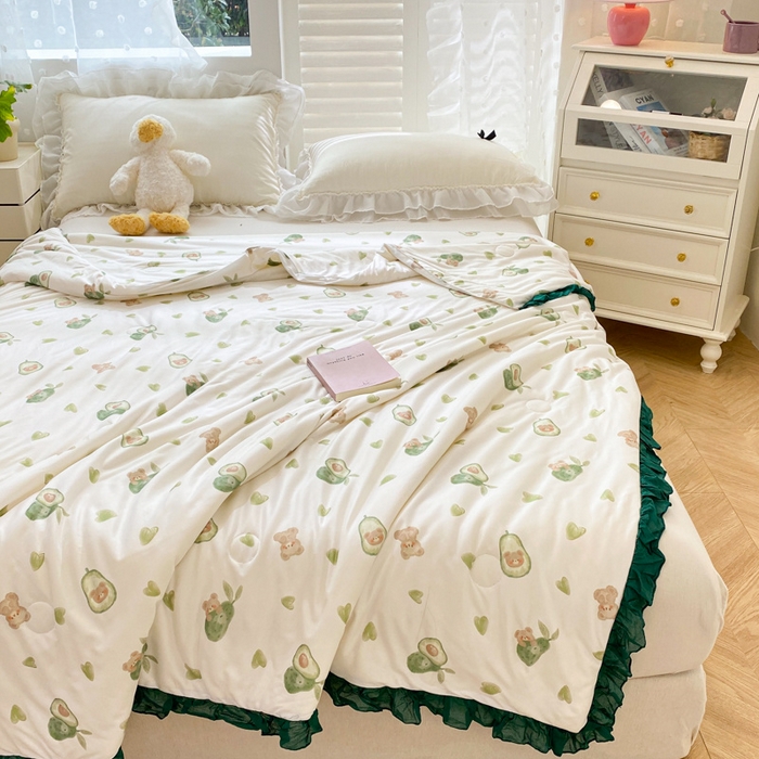 91家纺网 家纺一手货源 找家纺 千朵 2024新款针织棉夏被 牛油果