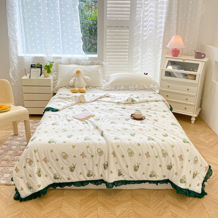 91家纺网 家纺一手货源 找家纺 千朵 2024新款针织棉夏被 牛油果