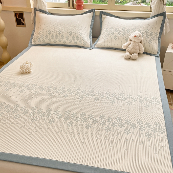 91家纺网 家纺一手货源 找家纺 慕澄 2024新款A类PE提花凉感豆豆复合款凉席 提花豆豆-雪花蓝