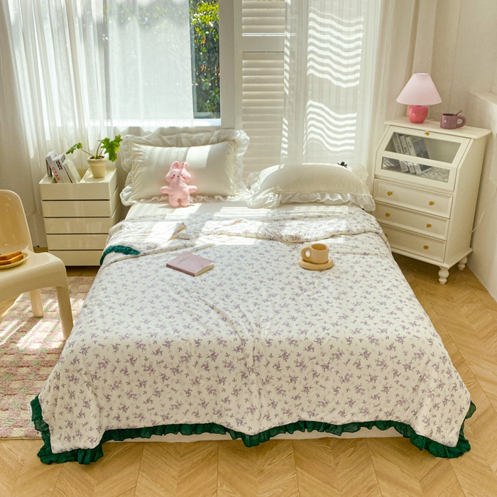 91家纺网 家纺一手货源 找家纺 千朵 2024新款针织棉夏被 紫玥