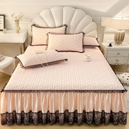 91家纺网 家纺一手货源 找家纺 恋尚 2025新款纯色床笠式床裙乳胶三件套-香奈【控价155起】 香奈儿 -玉色