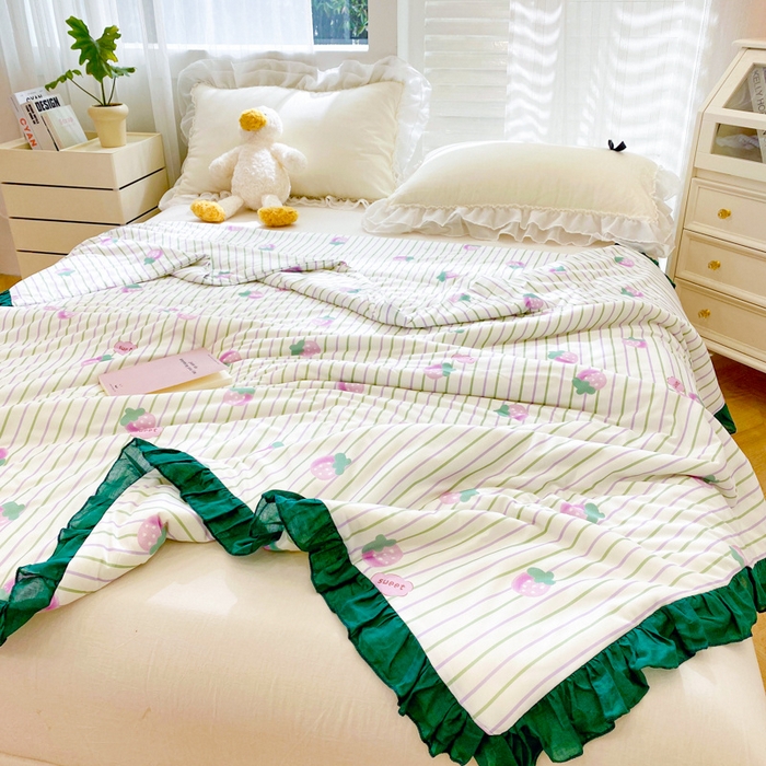 91家纺网 家纺一手货源 找家纺 千朵 2024新款针织棉夏被 甜草莓