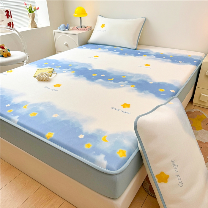 91家纺网 家纺一手货源 找家纺 喜居 2024新款碳光冰丝席床笠款 星河