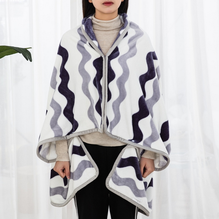 91家纺网 家纺一手货源 找家纺 恋尚羽 2025秋冬爆款印花披肩毯盖毯曲线