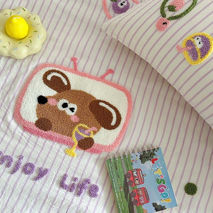 91家纺网 家纺一手货源 找家纺 柚子 2024新款全棉水洗新疆棉夏被四件套 能量爆表