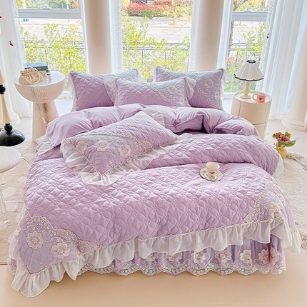 91家纺网 家纺一手货源 找家纺 （总）罗艺轩 2024新款公主风水洗棉全夹棉床盖款四件套-盛宴