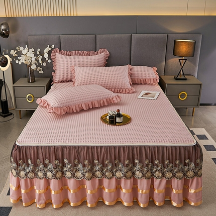 91家纺网 家纺一手货源 找家纺 （总）情恒家纺 2025新款可拆卸凉豆豆床裙款凉席