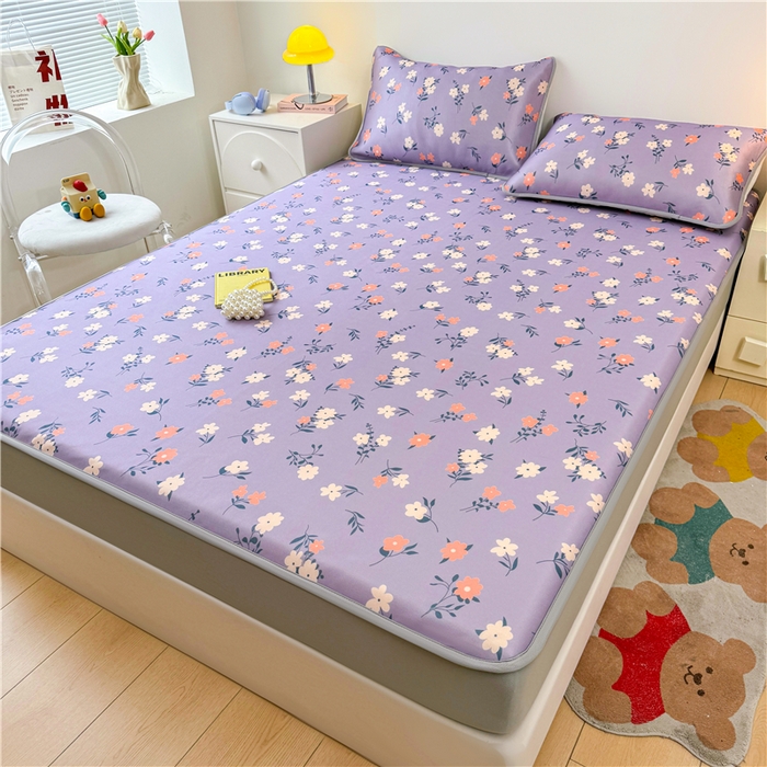 91家纺网 家纺一手货源 找家纺 喜居 2024新款碳光冰丝席床笠款 蔷薇花