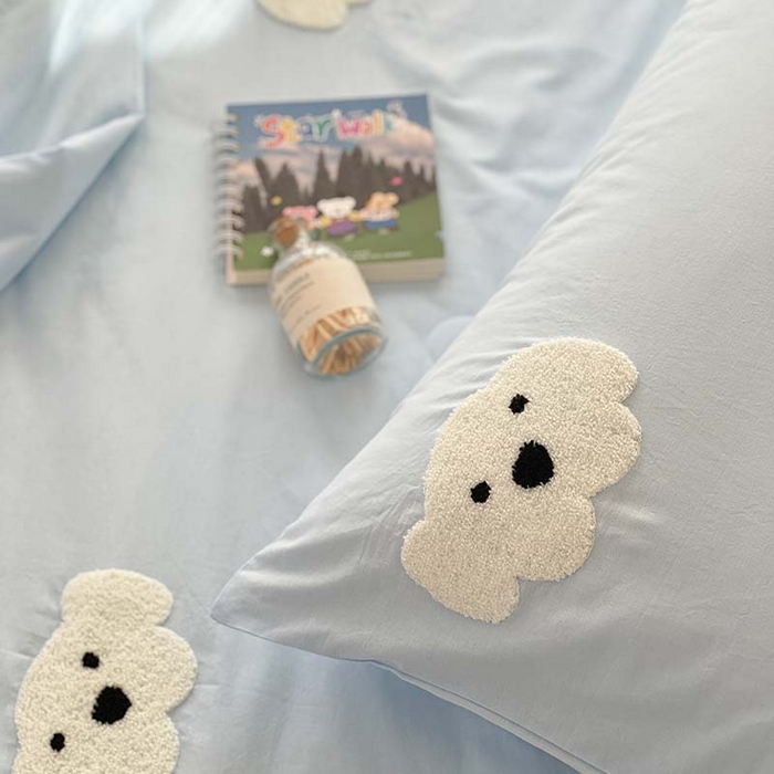 91家纺网 家纺一手货源 找家纺 柚子 2024新款全棉水洗新疆棉夏被四件套 小白狗