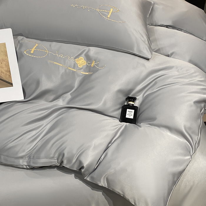 91家纺网 家纺一手货源 找家纺 澳梵 2024新款水洗真丝刺绣四件套 蒂娜-灰