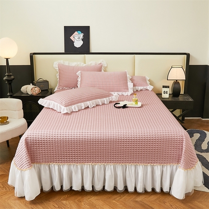 91家纺网 家纺一手货源 找家纺 （总）情恒家纺 2025新款凉感丝豆豆席床盖款三件套