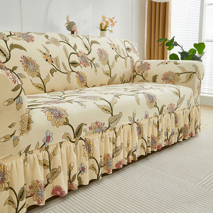 91家纺网 家纺一手货源 找家纺 飞翔家纺 2024新款花边裙摆沙发套 裙摆-花落漫舞